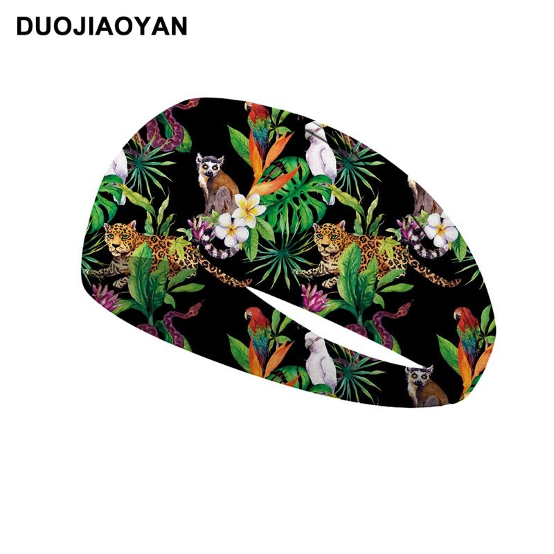 Wholesale cartoon pattern cat and dog animal elastic wide sports hair band hair accessories